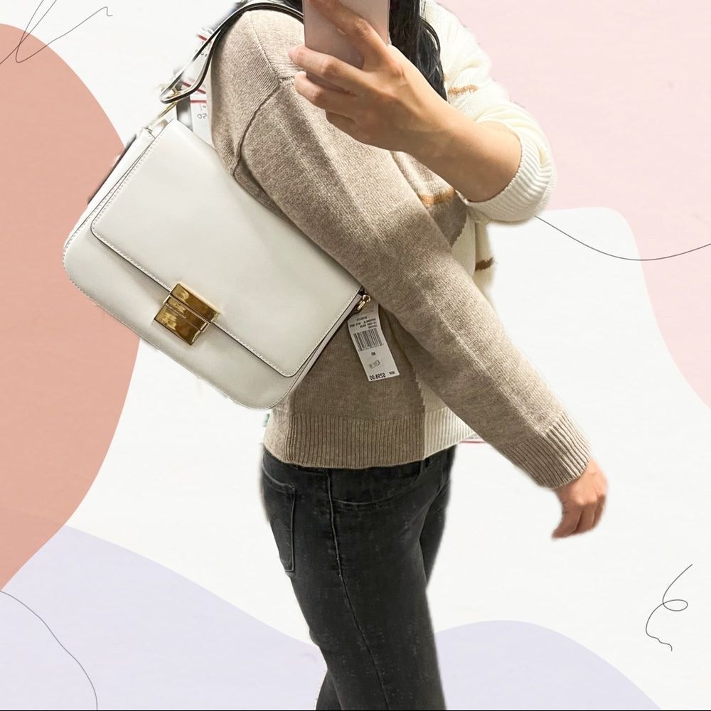NWT Madelyn Large Convertible Two-way wear Shoulder Bag, Optic White handbag - Picture 5 of 13